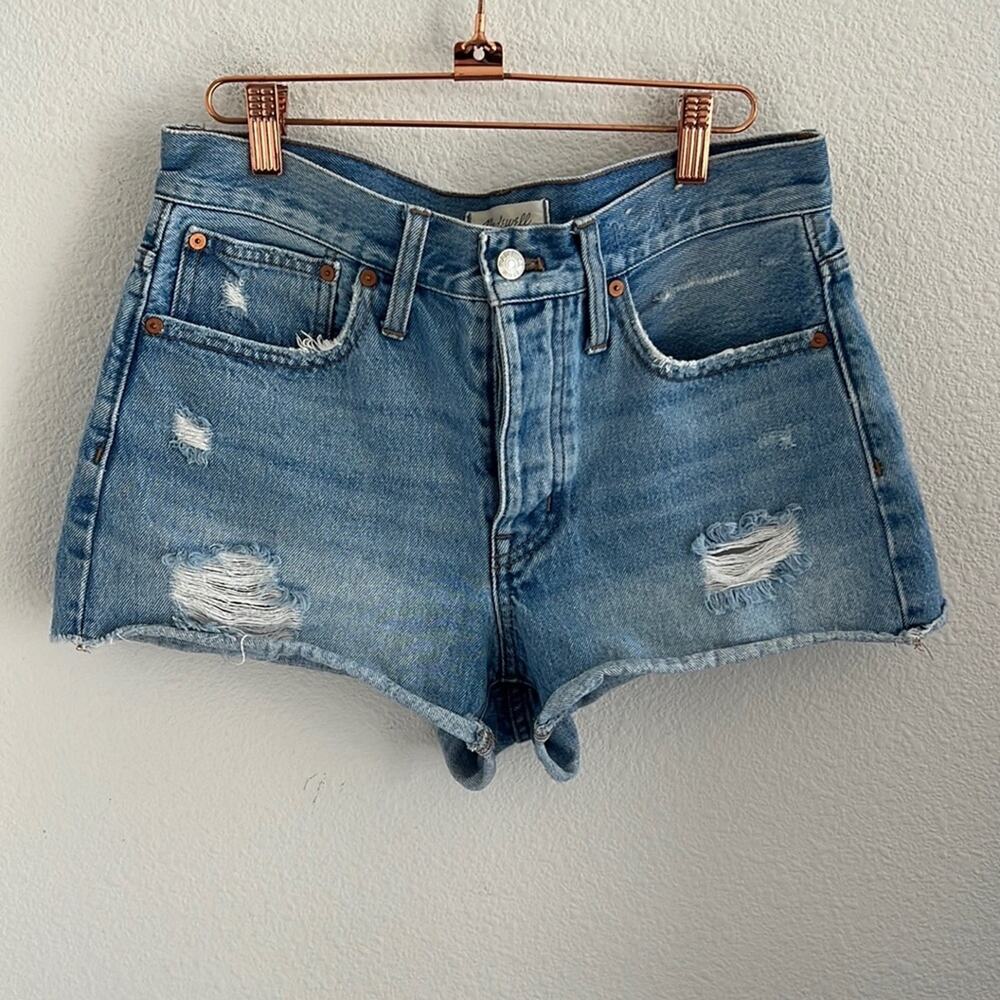 Madewell Relaxed Denim Shorts Distressed Jean Shorts Button Fly 26